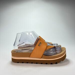 Reef Cushion Sol Hi Brow Tan Platform Slide Sandal Natural Women's Size 7